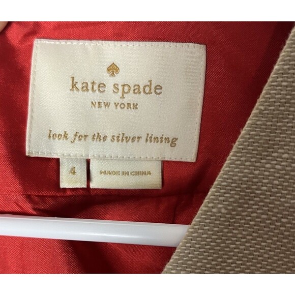 Kate Spade James Linen Sleeveless Colorblock Shift Dress Size 4 Red Beige $495 - Picture 4 of 9